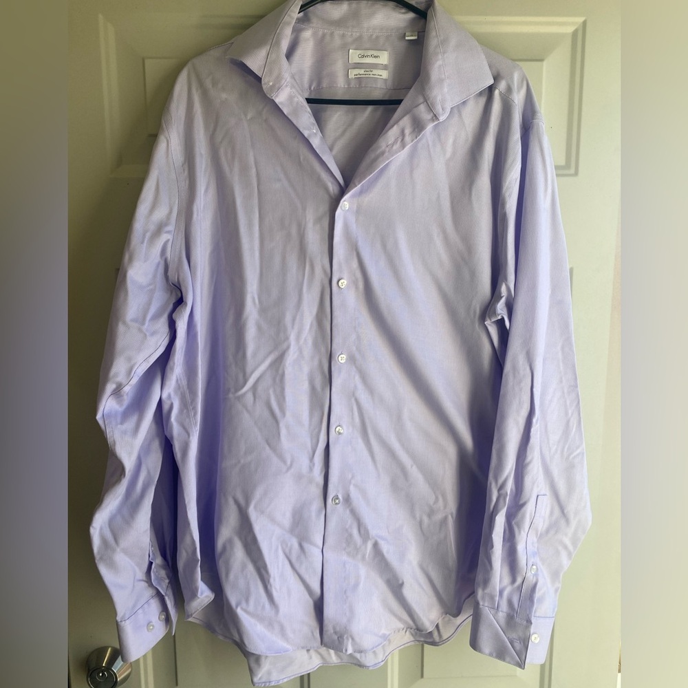 Calvin Klein light purple button up shirt